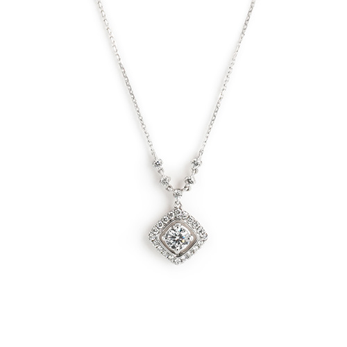 0.495ct+0.430ct Sugar Cube White Lab Grown Diamond in 18K White Gold Necklace