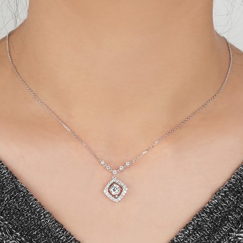 0.495ct+0.430ct Sugar Cube White Lab Grown Diamond in 18K White Gold Necklace